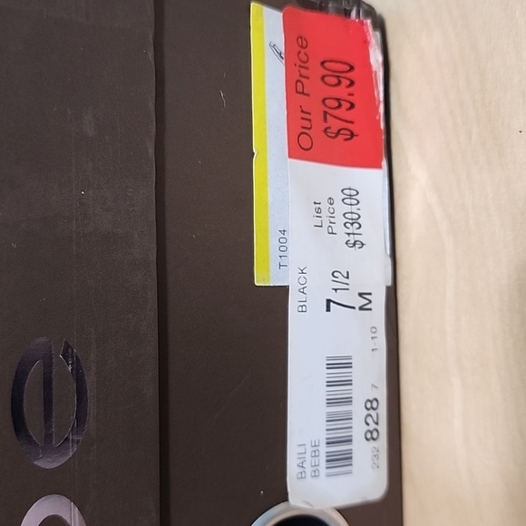 BEBE Baili black leather high heels sandals, Size 7.5M - Picture 8 of 8